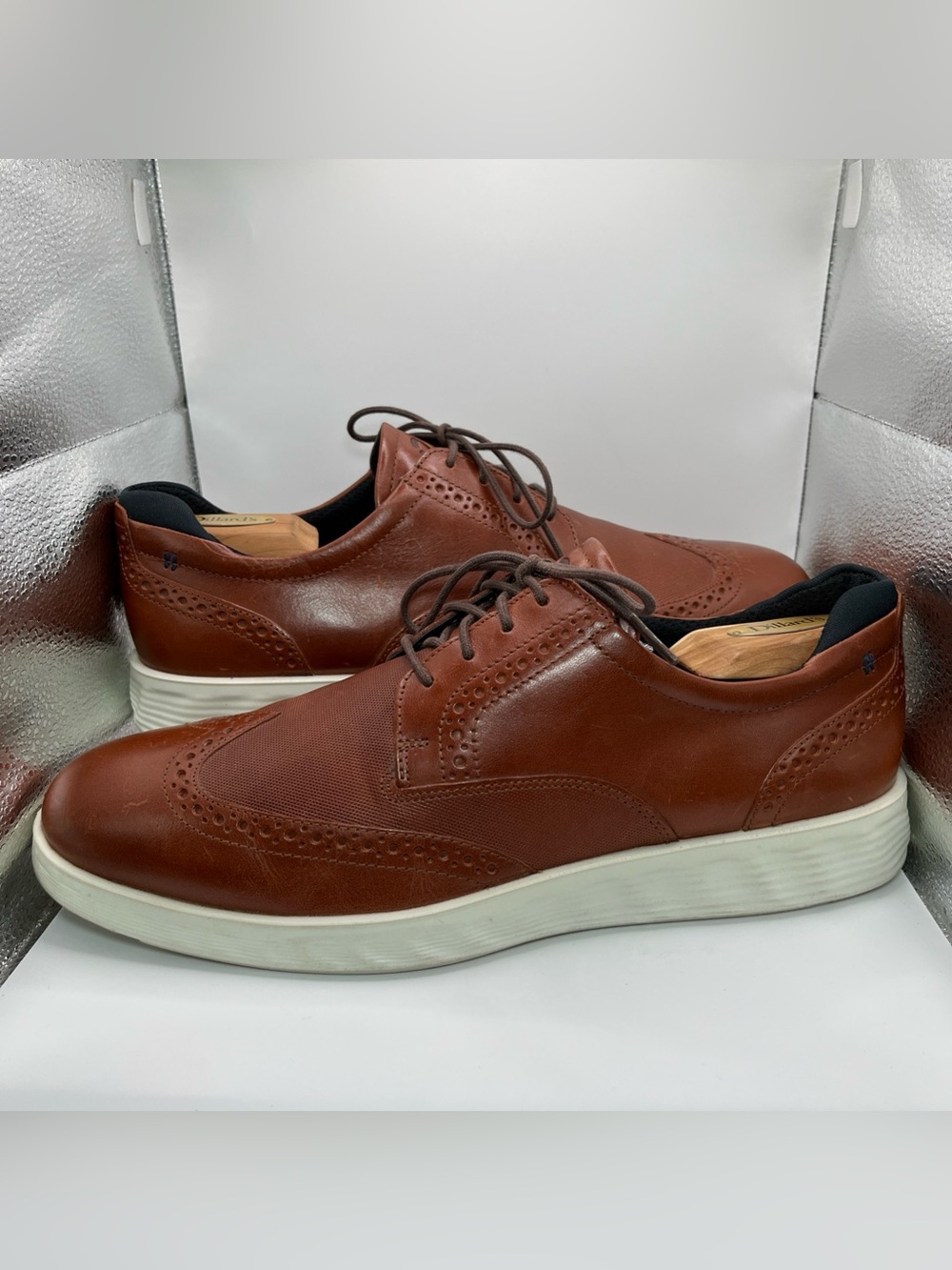 ECCO Mens S Lite Hybrid Brogue Wingtip Oxford Shoes Cognac Size 9-9.5 US / 43 EU